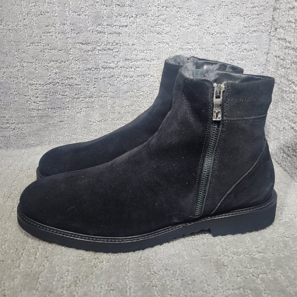 Giovanni Conti Mens Size EU 45 US 12 Black Suede Sherpa Lined Winter Ankle Boots